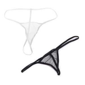 LuckeLadybug sexy transparent thong panties in black and white for a seductive look