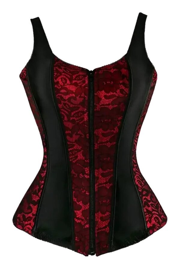Plus Size Vintage Corset Vest For Women 64 Plus Size Vintage Corset Vest For Women Plus size vintage corset vest for women in red lace with black sides, designed for stylish comfort