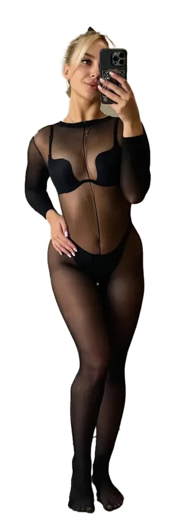 Sexy Mesh Lingerie Bodysuit For Allure 2 Sexy Mesh Lingerie Bodysuit For Allure LuckeLadybug sexy mesh lingerie bodysuit with long sleeves and a sheer design for a provocative look