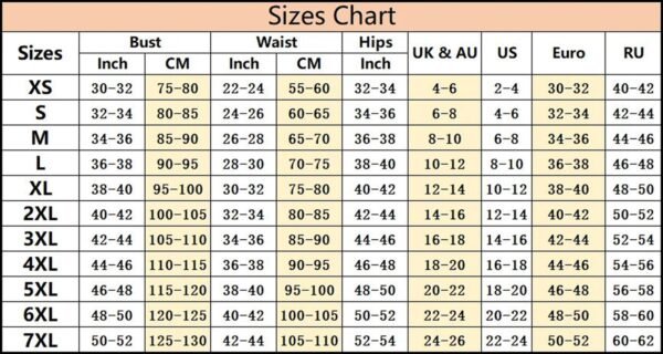 Satin Corset Top For Women In Pink 7 Satin Corset Top For Women In Pink Size chart for satin corset top for women with measurements for bust, waist, and hips