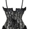 LuckeLadybug LLC Polka dot corset bustier with lace and ruffle details for a stylish silhouette