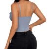 Sexy mesh corset top in light blue with adjustable straps and a fitted design