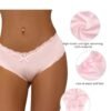 Pink sexy lace panties for women with high elastic fabric and lace detailing at waist and foot