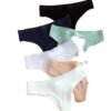 Back View of Low Waist Cotton Thong Panties for Women