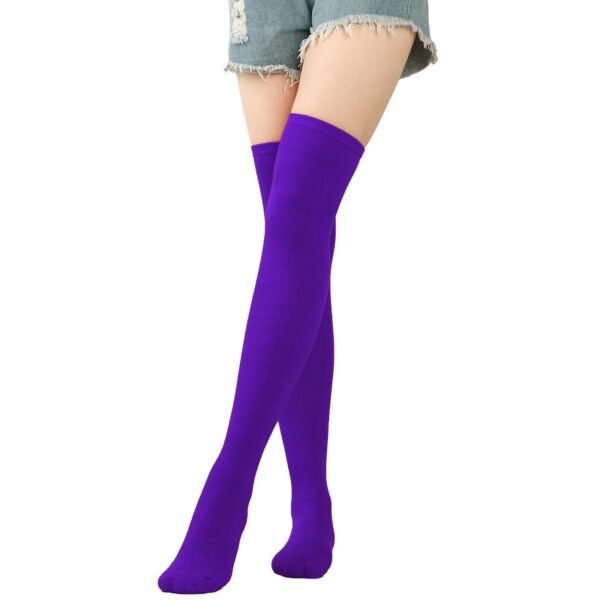 Striped Thigh High Socks For Women 70 Striped Thigh High Socks For Women Vibrant Purple Striped Thigh High Socks for Women, perfect for stylish outfits and cozy wear