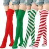 LuckeLadybug striped thigh high socks for women in red, green, and striped designs for trendy outfits
