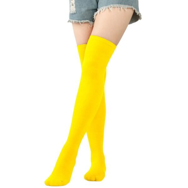 Striped Thigh High Socks For Women 76 Striped Thigh High Socks For Women Bright yellow striped thigh high socks for women for a vibrant fashion statement