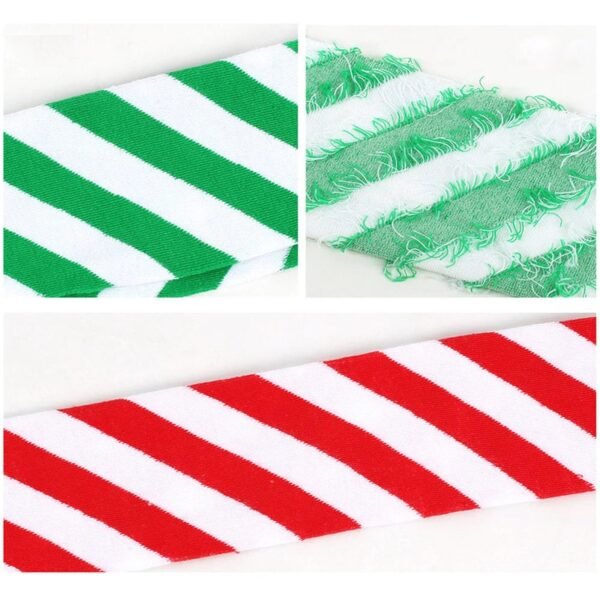 Striped Thigh High Socks For Women 58 Striped Thigh High Socks For Women Striped thigh high socks for women in red, green, and white patterns, perfect for festive outfits