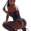 Sexy mesh lingerie bodysuit with a fishnet design, perfect for a seductive look and stylish evening wear.