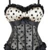 LuckeLadybug polka dot corset bustier with satin and lace details for a stylish look
