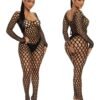 LuckeLadybug sexy mesh lingerie bodysuit featuring a dotted pattern for a bold, revealing look