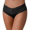 Black hipster sexy lace panties for women with scalloped edges and a cute bow detail