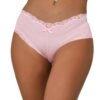 Light pink sexy lace panties for women with delicate lace trim and bow detail