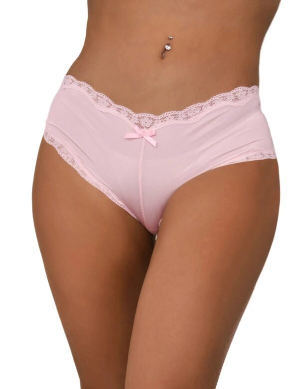 Light pink sexy lace panties for women with delicate lace trim and bow detail