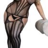 Front View Of Plus Size Women's Sheer Crotchless Bodystocking