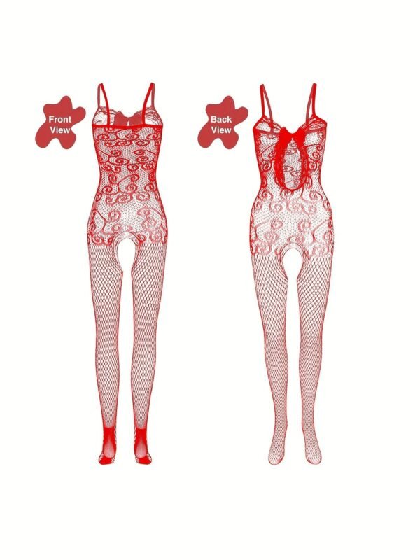 4-Pack Fishnet Bodystocking Set With Jacquard Design & Open Crotch - Women's 4 4-Pack Fishnet Bodystocking Set With Jacquard Design & Open Crotch - Women's 4-Pack Fishnet Bodystocking Set with Jacquard Design & Open Crotch