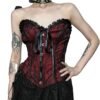 Gothic Lace Corset Crop Top Trendy Style 14 Gothic Lace Corset Crop Top Trendy Style Gothic lace corset crop top in red with black lace accents and ribbon detailing for a stylish look