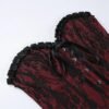 Gothic lace corset crop top in red and black with ribbon detailing and lace accents