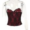 Gothic lace corset crop top in red and black with a fitted design for stylish outfits