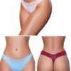 Lace Trim Bikini Panties Pack 3-Pack 20 Lace Trim Bikini Panties Pack 3-Pack LuckeLadybug lace trim bikini panties pack three piece set in pink blue and burgundy shown front and back