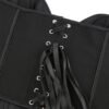 Close-up of LuckeLadybug plus size black corset top for women featuring lace-up details and sturdy fabric