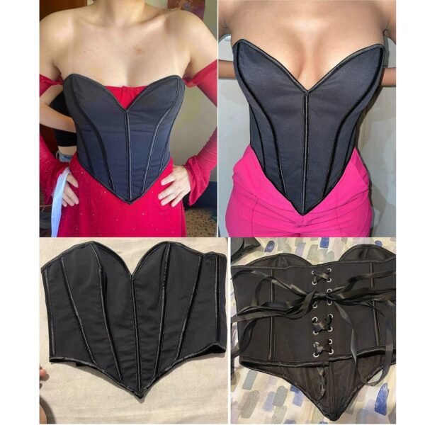 Plus Size Black Corset Top For Women 2 Plus Size Black Corset Top For Women Plus size black corset top for women with structured design and lace-up back for a flattering fit