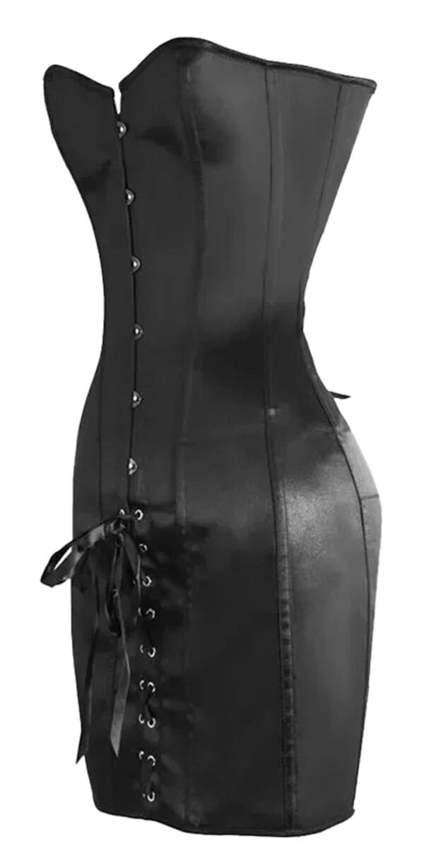 Stylish black corset dress for women featuring a fitted design and lace-up details