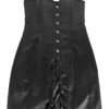 Black corset dress for women featuring a structured design and lace-up details for a flattering fit
