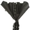 Detailed view of a black corset dress for women featuring lace-up design and adjustable straps
