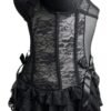 Elegant black corset lingerie dress with lace detailing and ruffled skirt for a sensual look