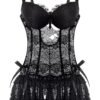Sexy black corset lingerie dress with lace detailing and ruffled hem for elegant allure