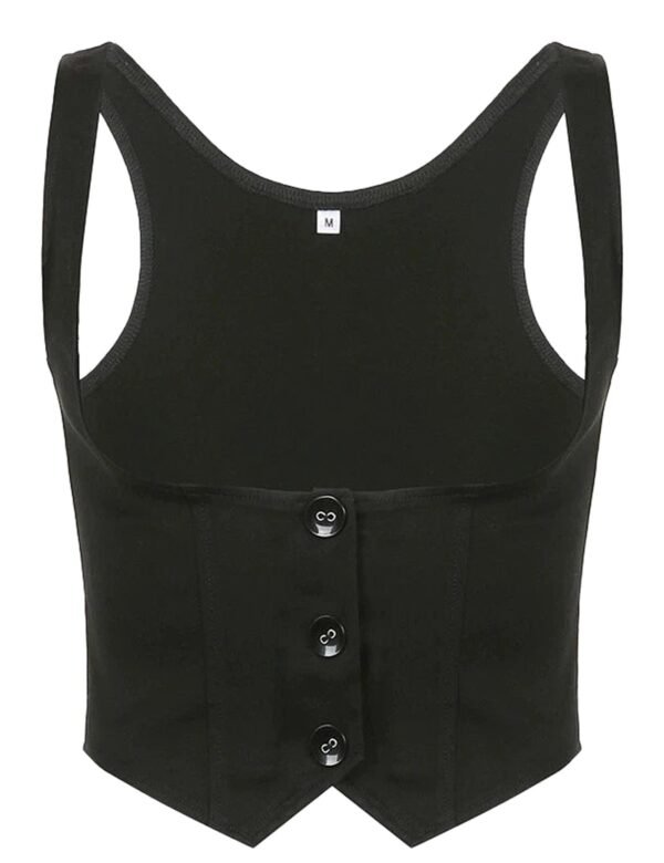 Black Corset Vest For Women Trendy Style 7 Black Corset Vest For Women Trendy Style Black corset vest for women with a stylish design and button closure by LuckeLadybug LLC