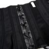 Black faux leather corset top with lace-up detail and adjustable fit for stylish outfits