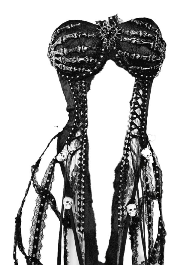 Black Goth Corset Top For Women 21 Black Goth Corset Top For Women Black goth corset top for women with lace details and skull embellishments for a stylish look