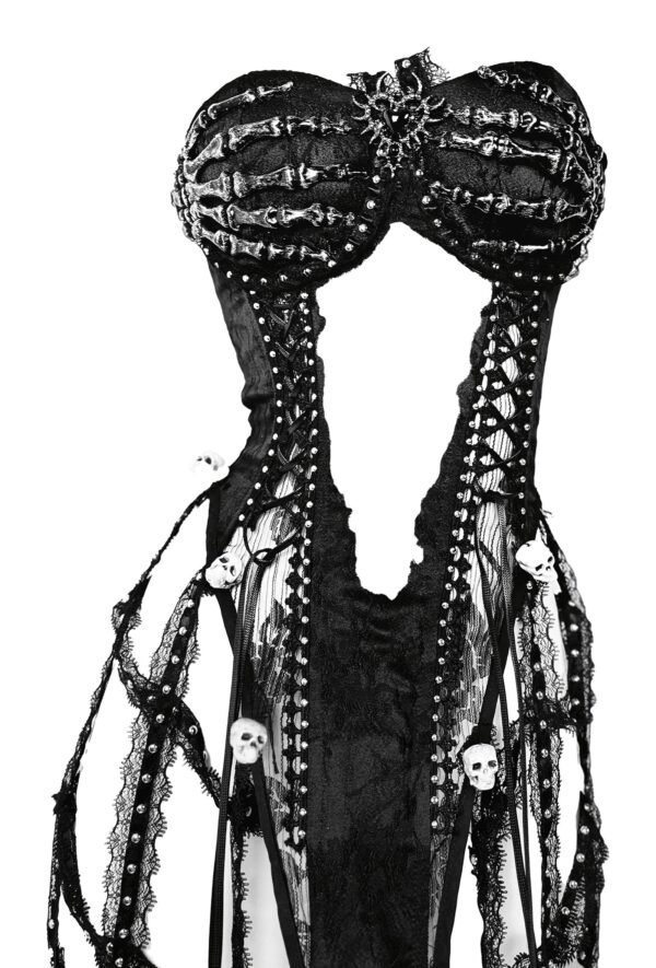 Black Goth Corset Top For Women 27 Black Goth Corset Top For Women Black goth corset top for women with lace and skull details