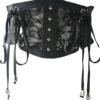 LuckeLadybug black lace underbust corset for women with lace detailing and adjustable ties