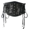 Black lace underbust corset for women featuring adjustable laces and decorative studs