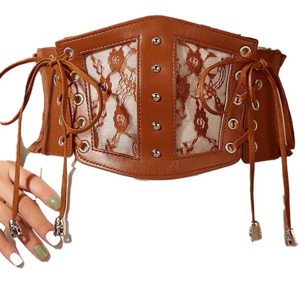 Black Lace Underbust Corset for Women 27 Black Lace Underbust Corset for Women LuckeLadybug LLC Brown Girdle with Lace Detailing and Adjustable Ties, featuring Black Lace Underbust Corset for Women