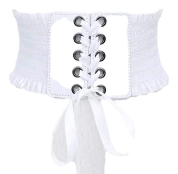 Black Lace Underbust Corset for Women 37 Black Lace Underbust Corset for Women LuckeLadybug LLC White Girdle with Lace-Up Front and Ruffle Detailing, perfect for layering with outfits