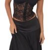 Stylish black off shoulder corset top with lace detailing and fitted design for a chic look