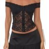 Black Off Shoulder Corset Top For Chic Style 7 Black Off Shoulder Corset Top For Chic Style Black off shoulder corset top with lace detailing and fitted design for a stylish look