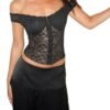 Stylish black off shoulder corset top featuring a lace design and fitted silhouette