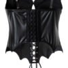 LuckeLadybug LLC black strapless corset top with lace-up detail and adjustable straps
