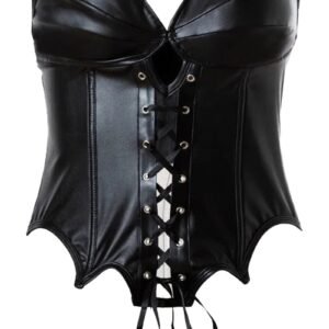 Stylish black strapless corset top with lace-up front and aesthetic design for bold fashion choices