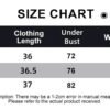 Size chart for black strapless corset top by LuckeLadybug LLC with measurements in centimeters