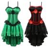 LuckeLadybug burlesque corset dress with tutu skirt in green and black styles with elegant details