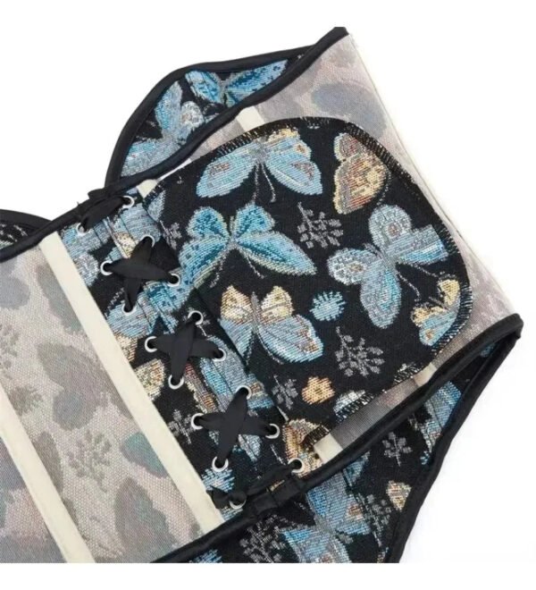 Butterfly Patterned Overbust Corset 18 Butterfly Patterned Overbust Corset Butterfly patterned overbust corset with intricate lace detailing and adjustable lacing for a perfect fit