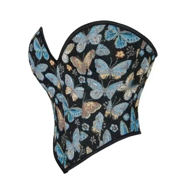 Butterfly Patterned Overbust Corset 15 Butterfly Patterned Overbust Corset Butterfly patterned overbust corset by LuckeLadybug LLC featuring vibrant blue and gold butterfly designs