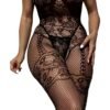 Front View Of Sultry Semi-Sheer Fishnet Bodystocking