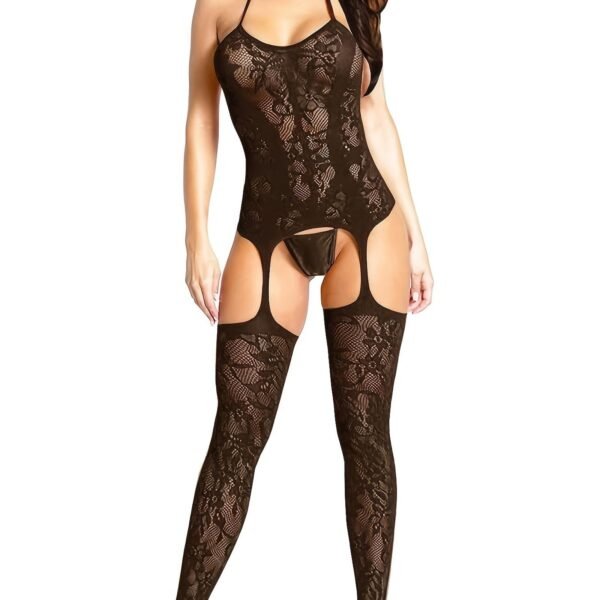 Plus Size Crotchless Fishnet Bodystocking Lifestyle Image